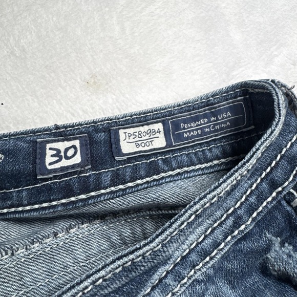 Miss Me Jeans Womens 30 Bootcut Blue Denim JP5809B4 Cross Embroidered Rhinestone - Picture 7 of 12